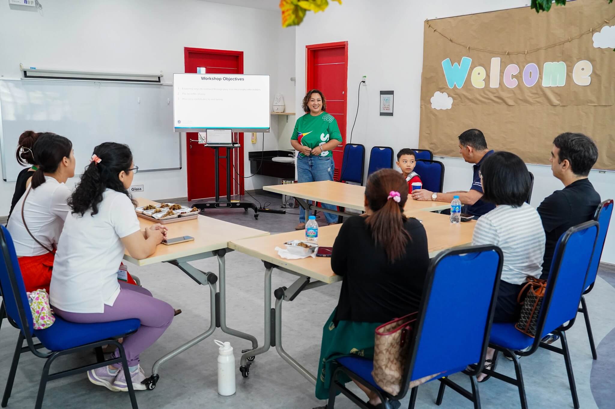 The school offers workshops for parents to gain more experience