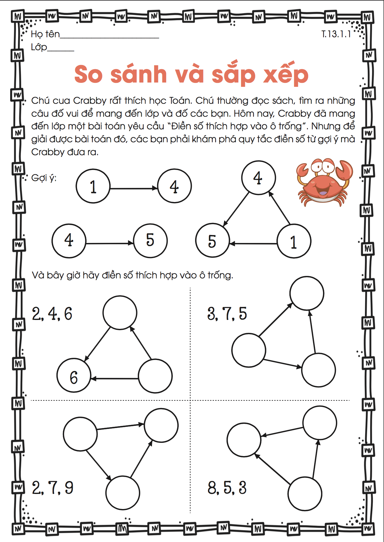 Toán tư duy cho bé 5 tuổi